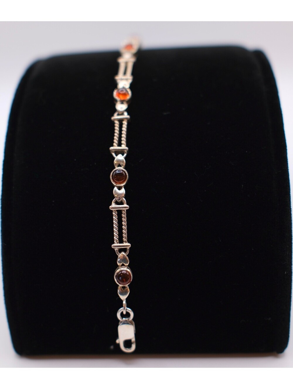 Silpada Sterling Silver Amber Cabochon Link Bracelet, 7.25 inch